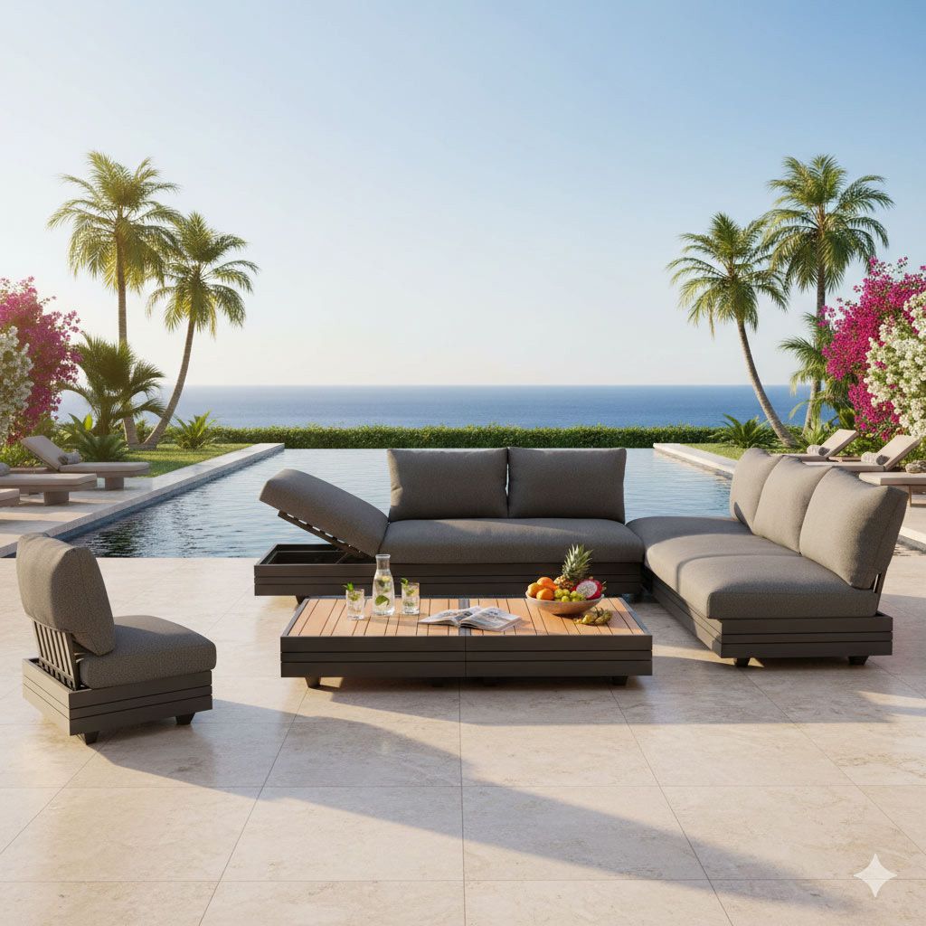 Zebra Cubo Neo Ecklounge inkl. Loungetische Aluminium/Sunproof