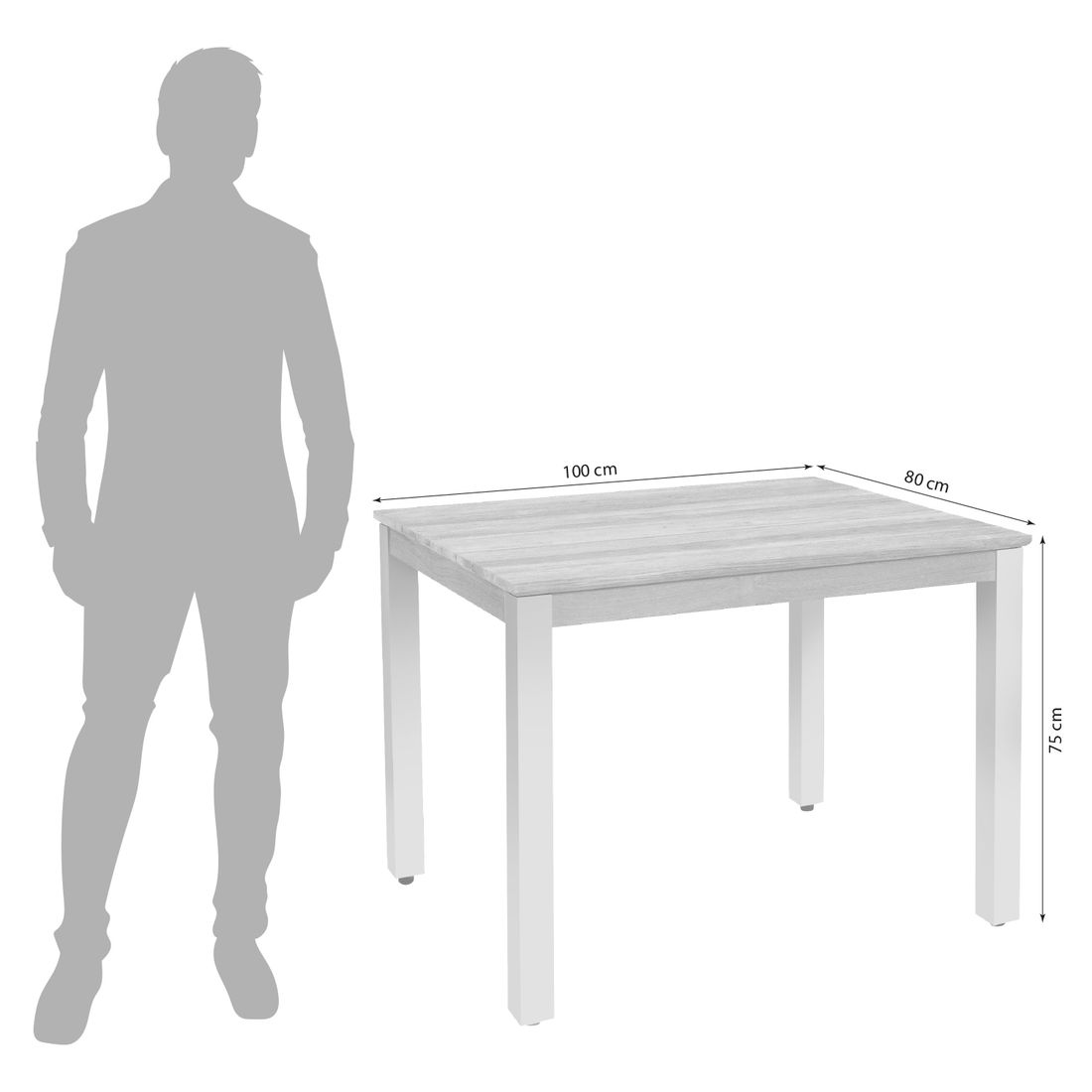 Zebra Derex Gartentisch 80x100cm Aluminium/Teak