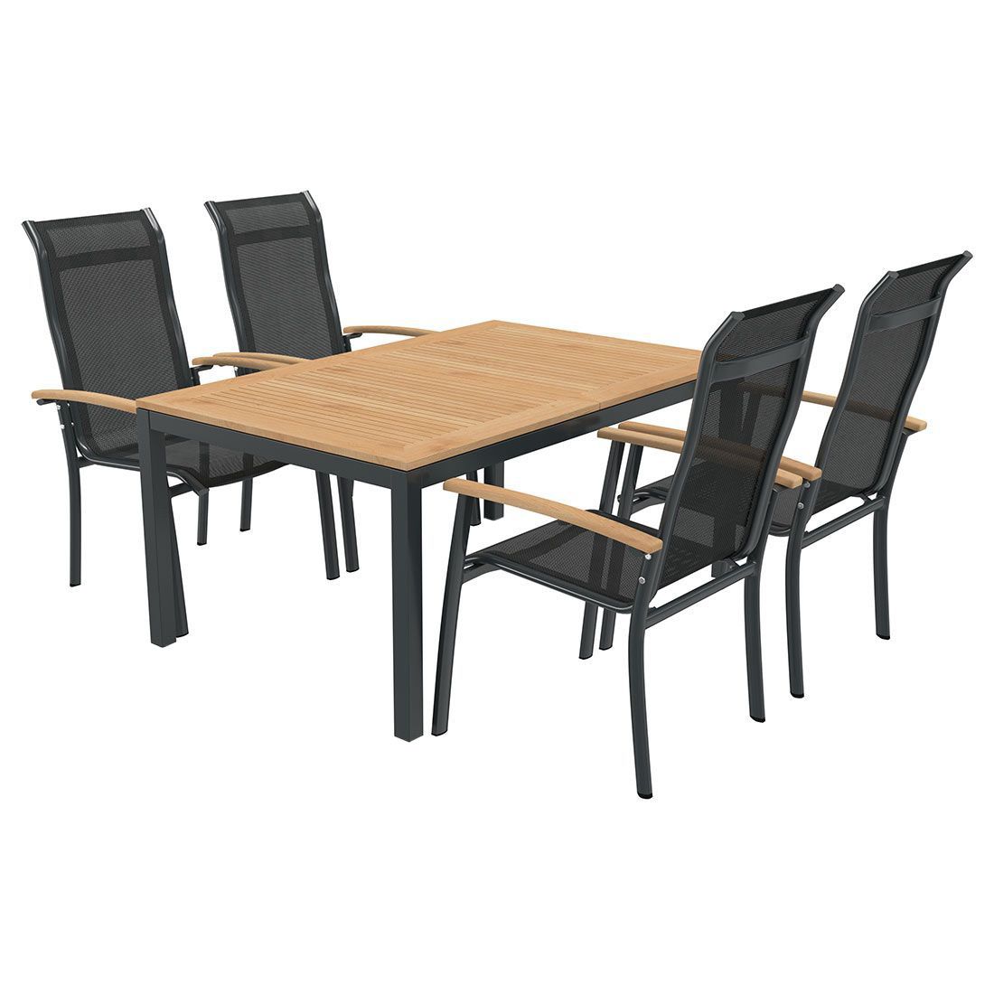 OUTLIV. Alpha Gartenmöbel-Set M (4 Plätze) Tisch 150/210x90cm
