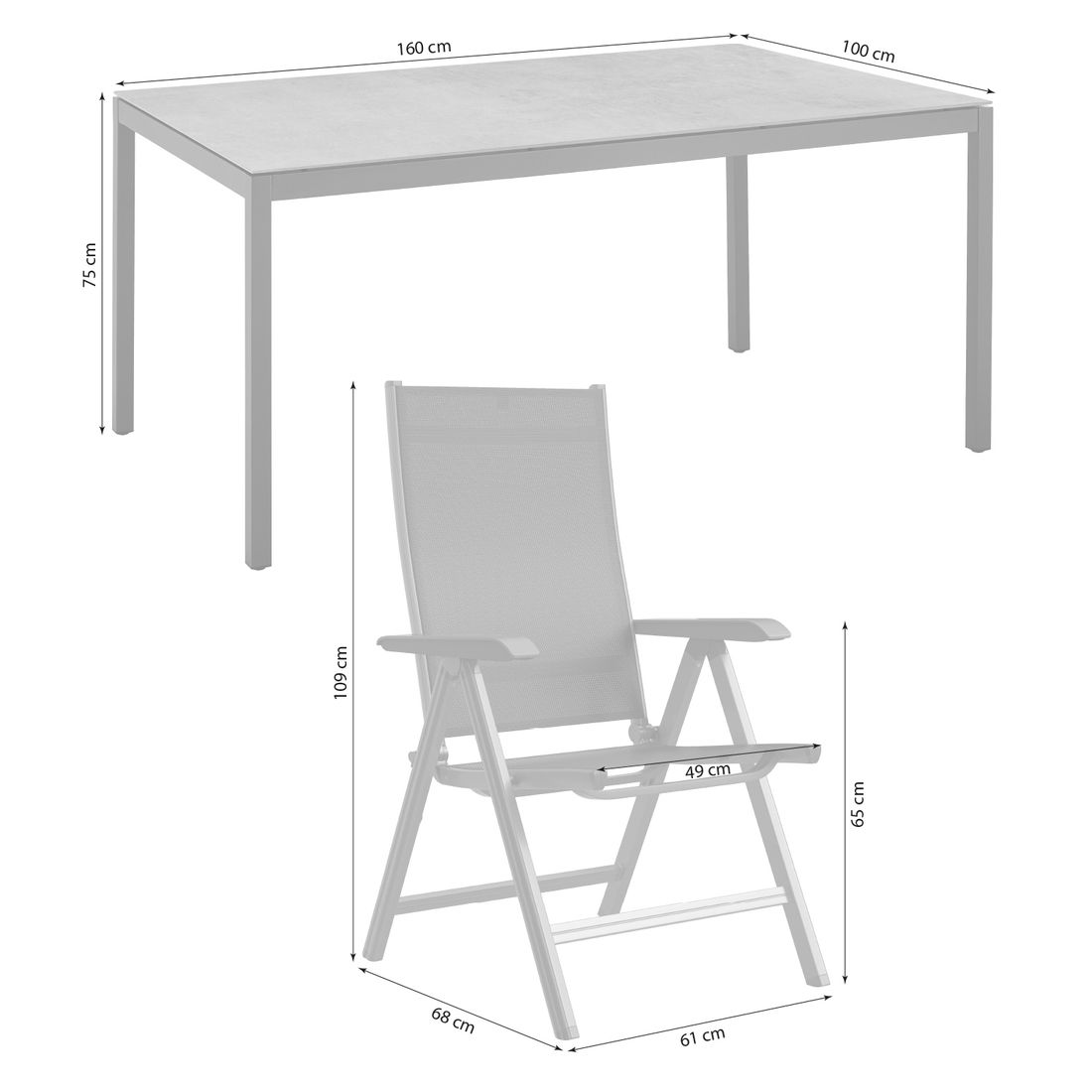 Kettler Basic Plus Gartenmöbel-Set mit OUTLIV. Tisch Aluminium/Dekton