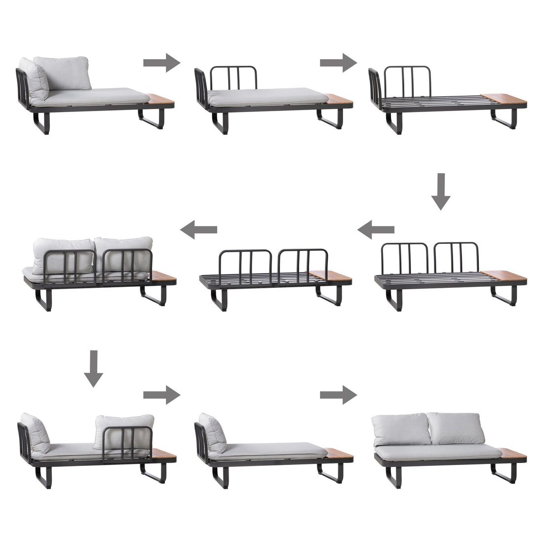 OUTLIV. Madagaskar Ecklounge Aluminium/Akazie/Polyester