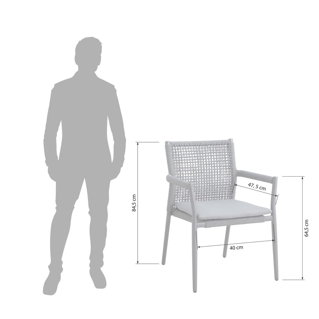 MWH Ropero Stapelsessel Aluminium mit Sitzkissen