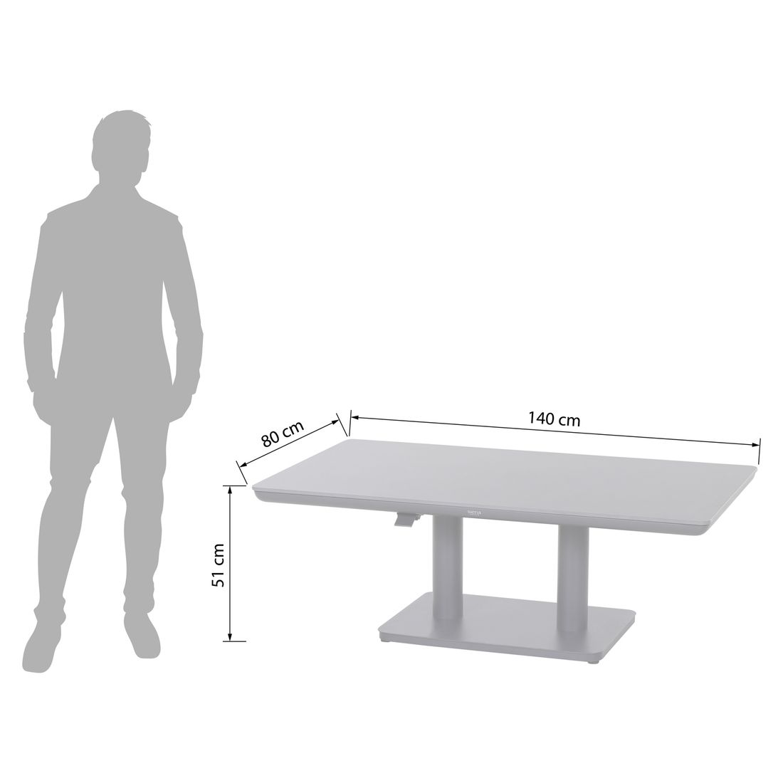 Siena Garden Roma Loungeset verstellbar inkl. Loungetisch Aluminium/Gardino-Geflecht