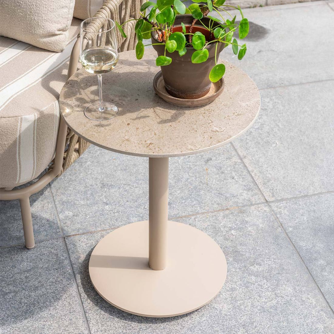 4Seasons Boaz Loungetisch Ø45cm Edelstahl/Keramik