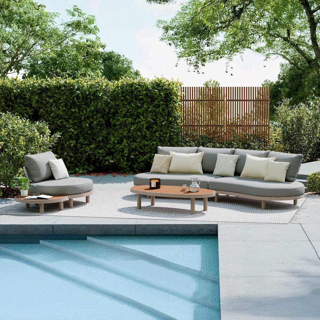 OUTLIV. Washington Deluxe Loungeset inkl. Loungetische Aluminium/Teak/Olefin
