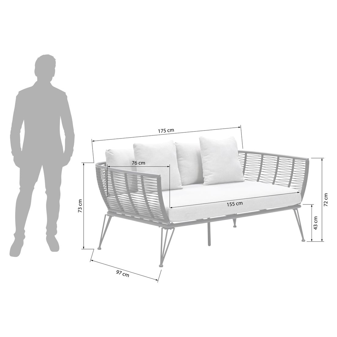 Garden Impressions Melissa Gartenloungesofa Aluminium/Rope/Polyester