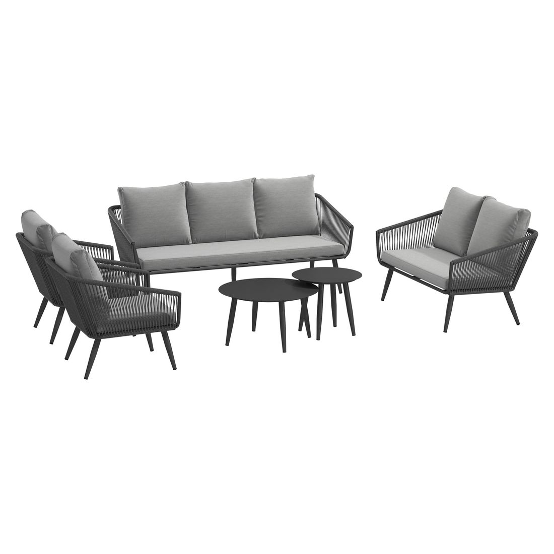 OUTLIV. Alex Loungeset inkl. Loungetische Aluminium/Rope/Olefin