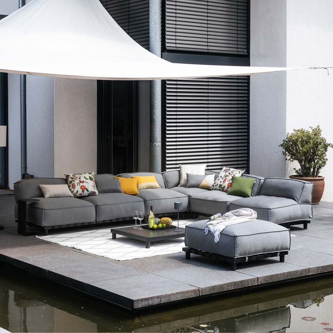 SCHÖNER WOHNEN-Kollektion Vlieland Gartenloungesofa Aluminium/Sunbrella