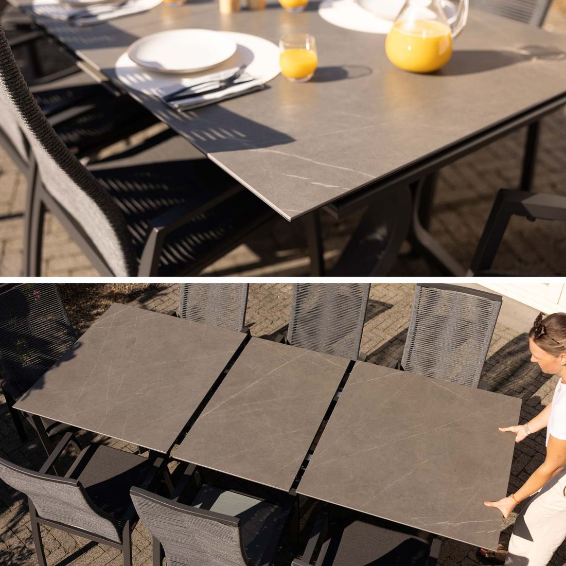Interliving 7011 Ausziehtisch 180/240x100cm Aluminium/Sinterstone