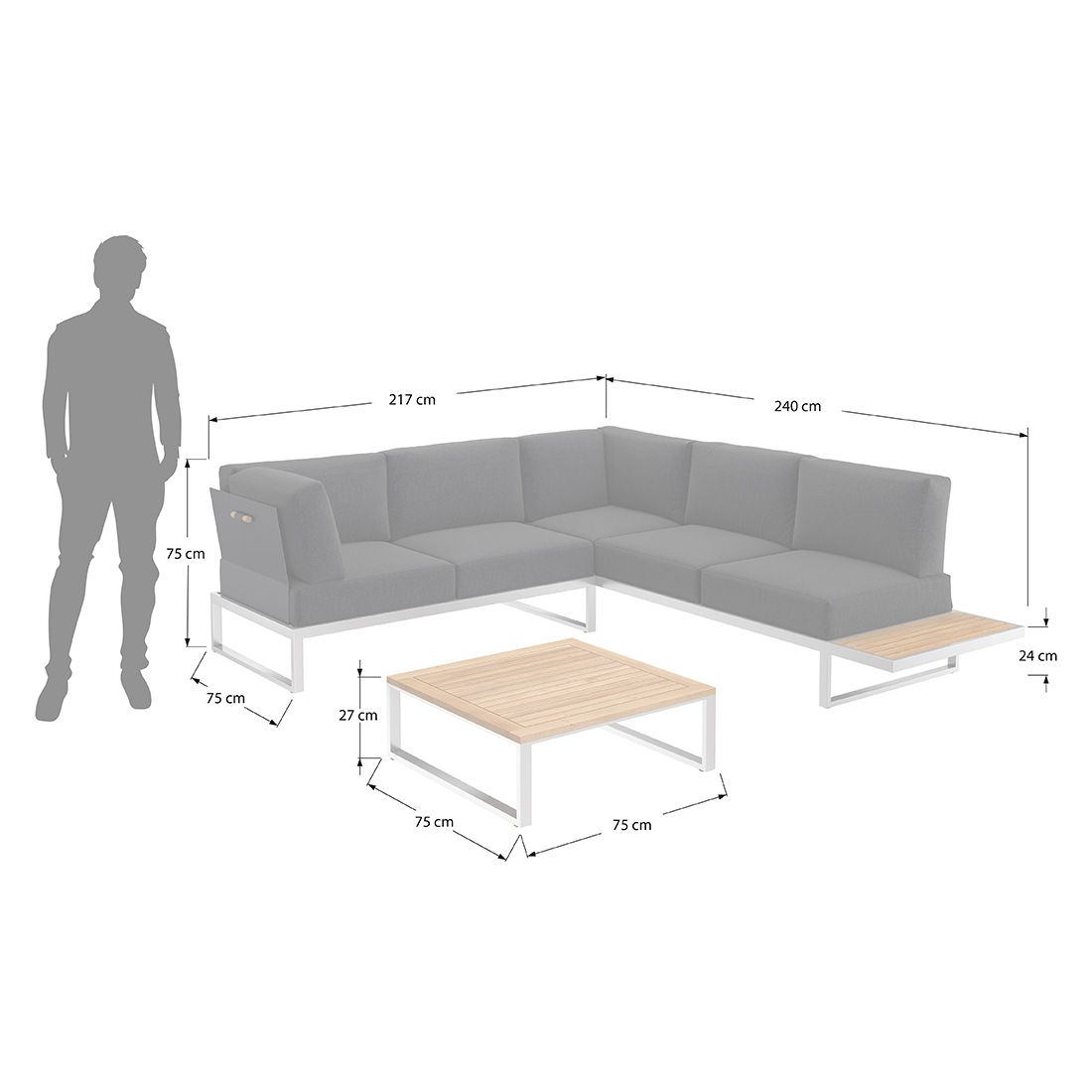 OUTLIV. Capri Ecklounge inkl. Loungetisch Edelstahl/Polyester