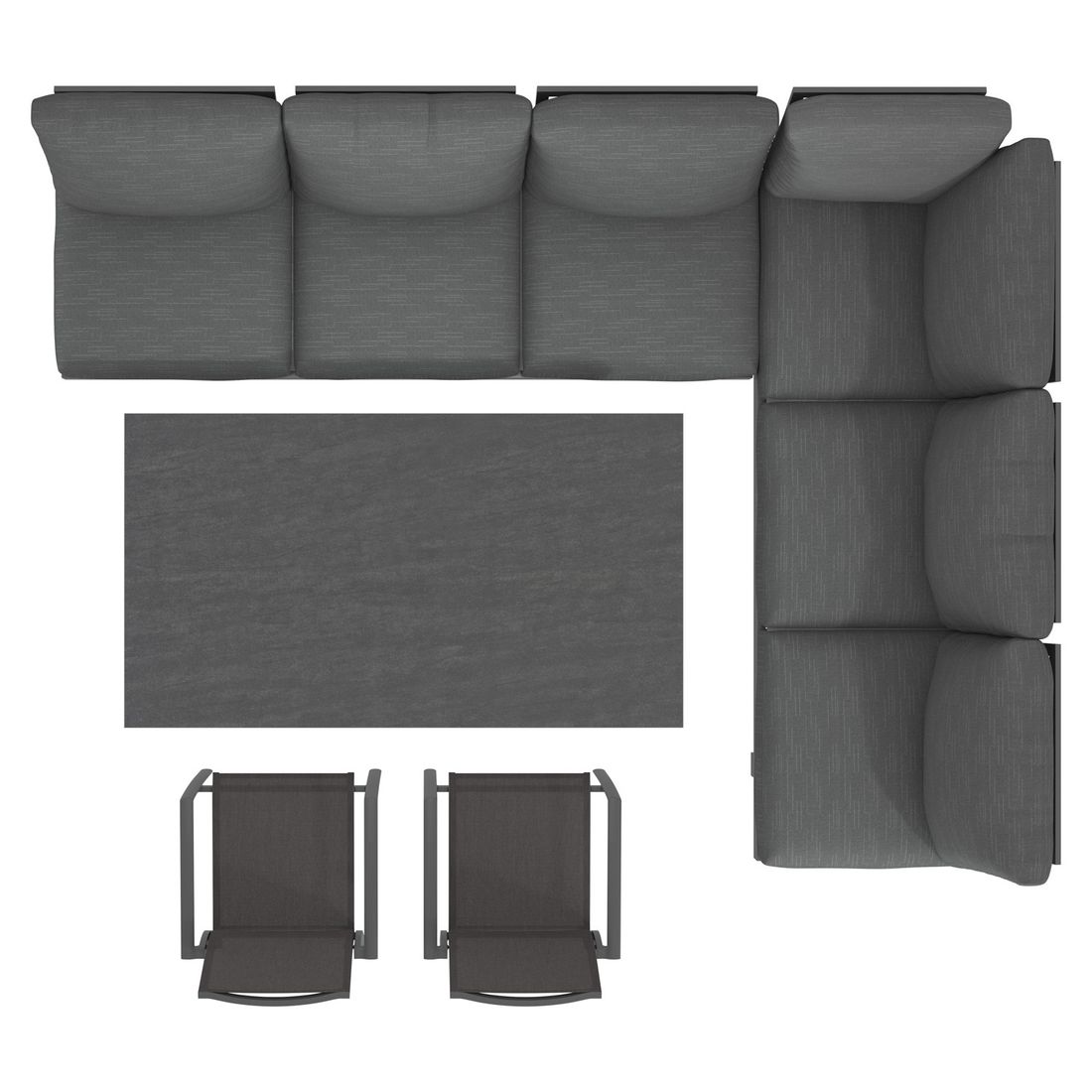 OUTLIV. Atlanta Dininglounge verstellbar Tisch 160x90cm Aluminium/Olefin