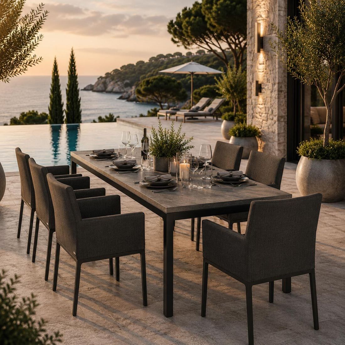 Stern Artus Diningsessel Aluminium/Outdoorstoff