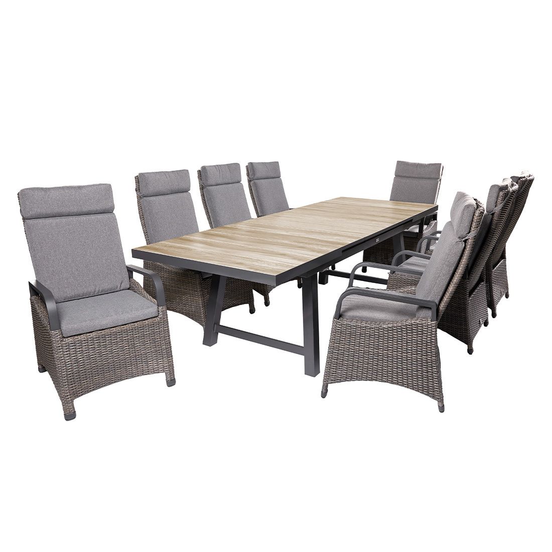 LC Garden Komido Gartensessel verstellbar Aluminium mit Sitz- und Rückenkissen