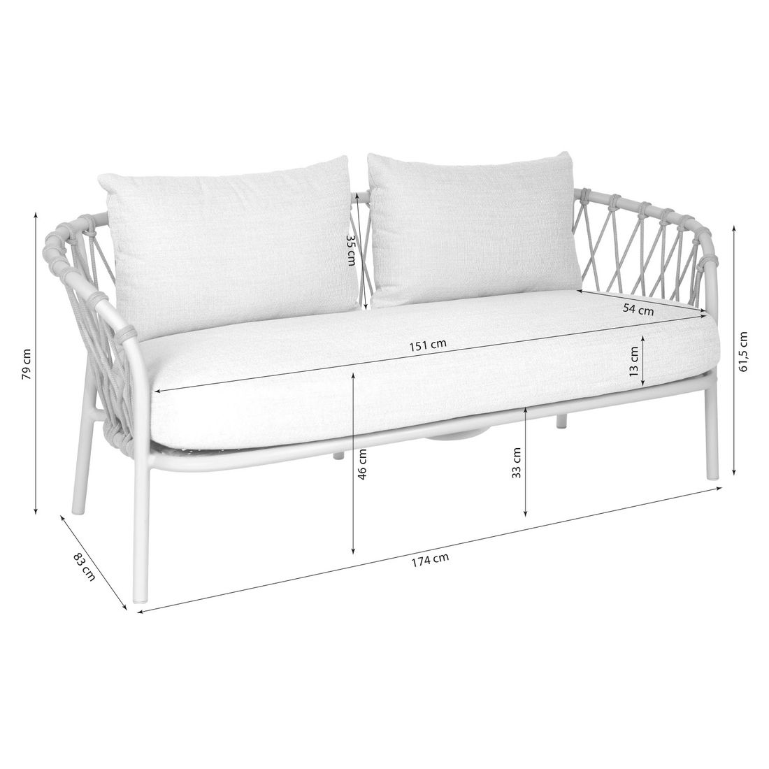 Stern Klea Diningsofa Aluminium/Rope/Sunbrella
