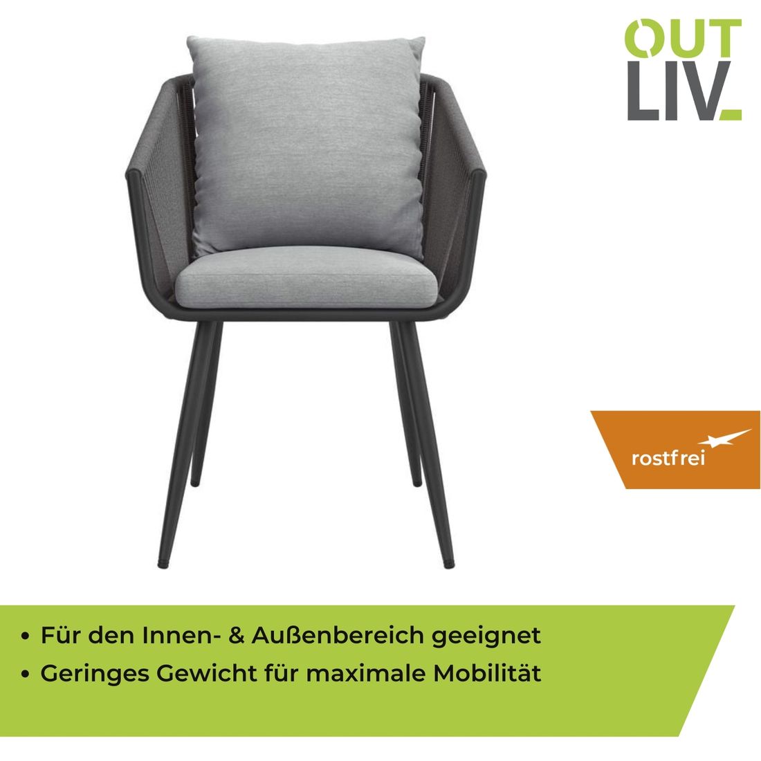 OUTLIV. Alex Gartensessel Aluminium/Rope