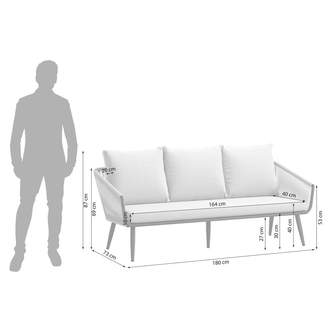 OUTLIV. Alex Gartenloungesofa Aluminium/Rope/Olefin