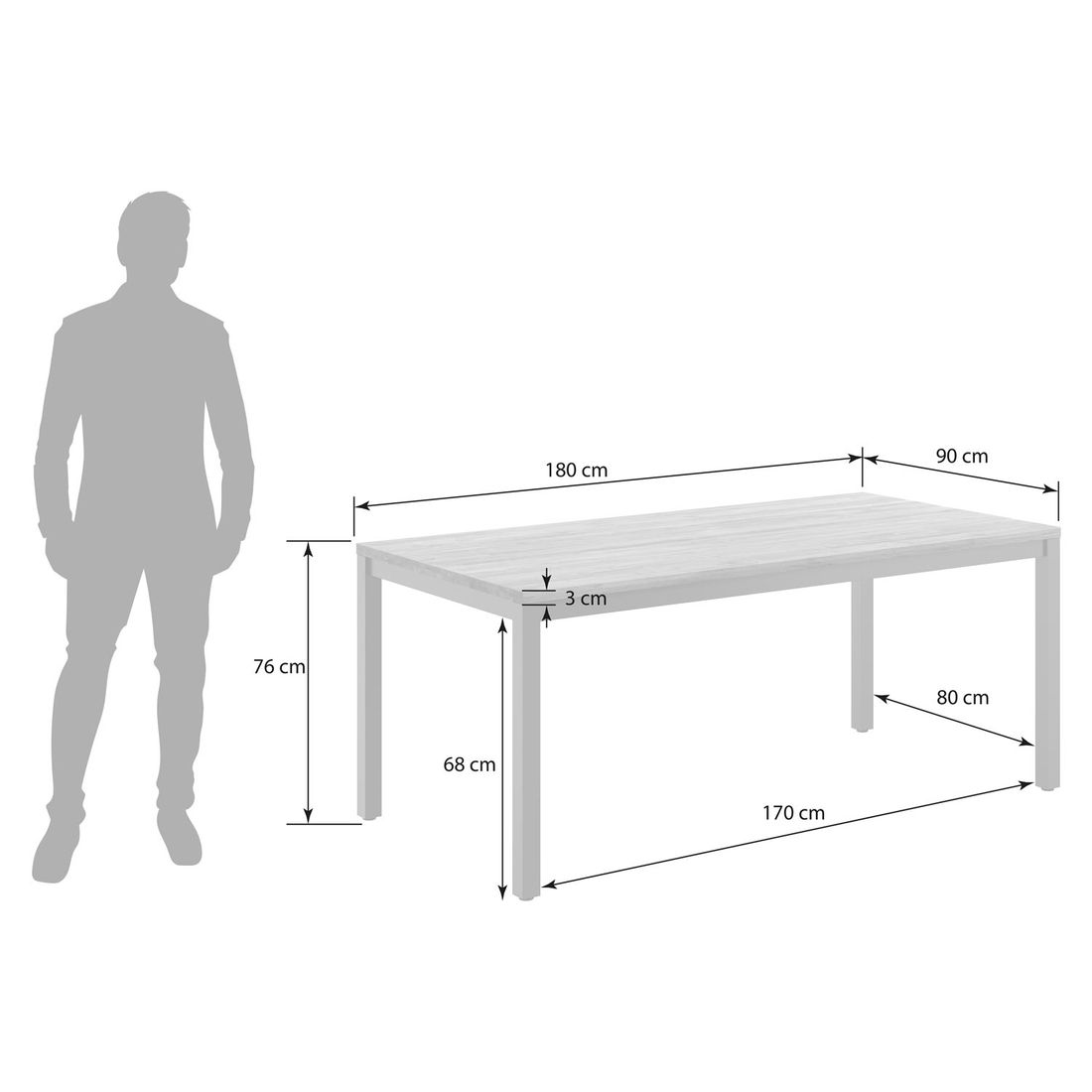 OUTLIV. Kobe Gartentisch Aluminium/Teak recycelt