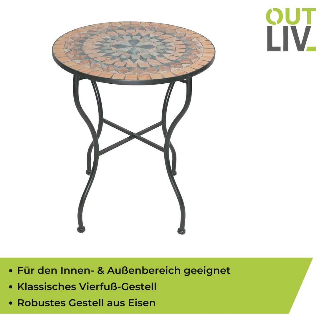 OUTLIV. Mosaik Gartentisch Eisen/Mosaik