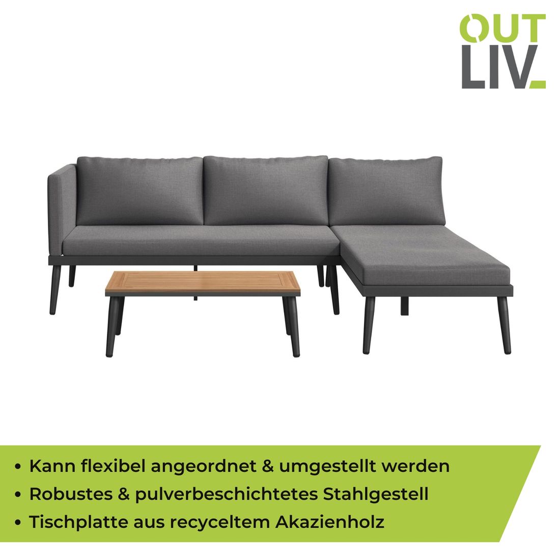 OUTLIV. India Ecklounge inkl. Loungetisch Stahl/Polypropylen
