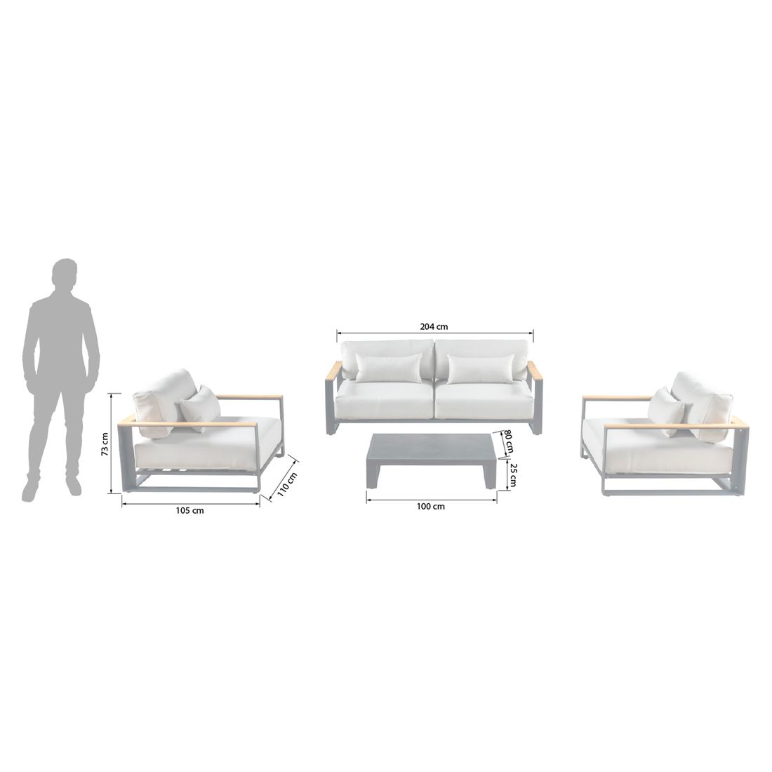 OUTLIV. Ravino Loungeset inkl. Loungetisch Aluminium/Olefin
