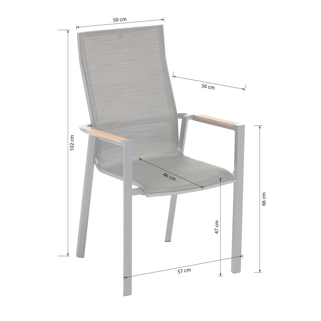 Kettler Sense Stapelsessel Hochlehner Aluminium/Outdoorgewebe