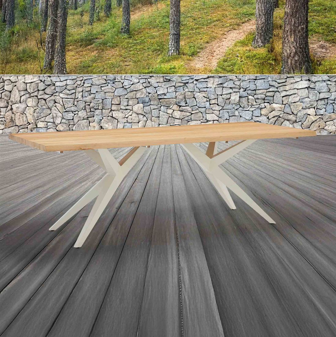 Musterring Dänemark Gartentisch Edelstahl/Teak
