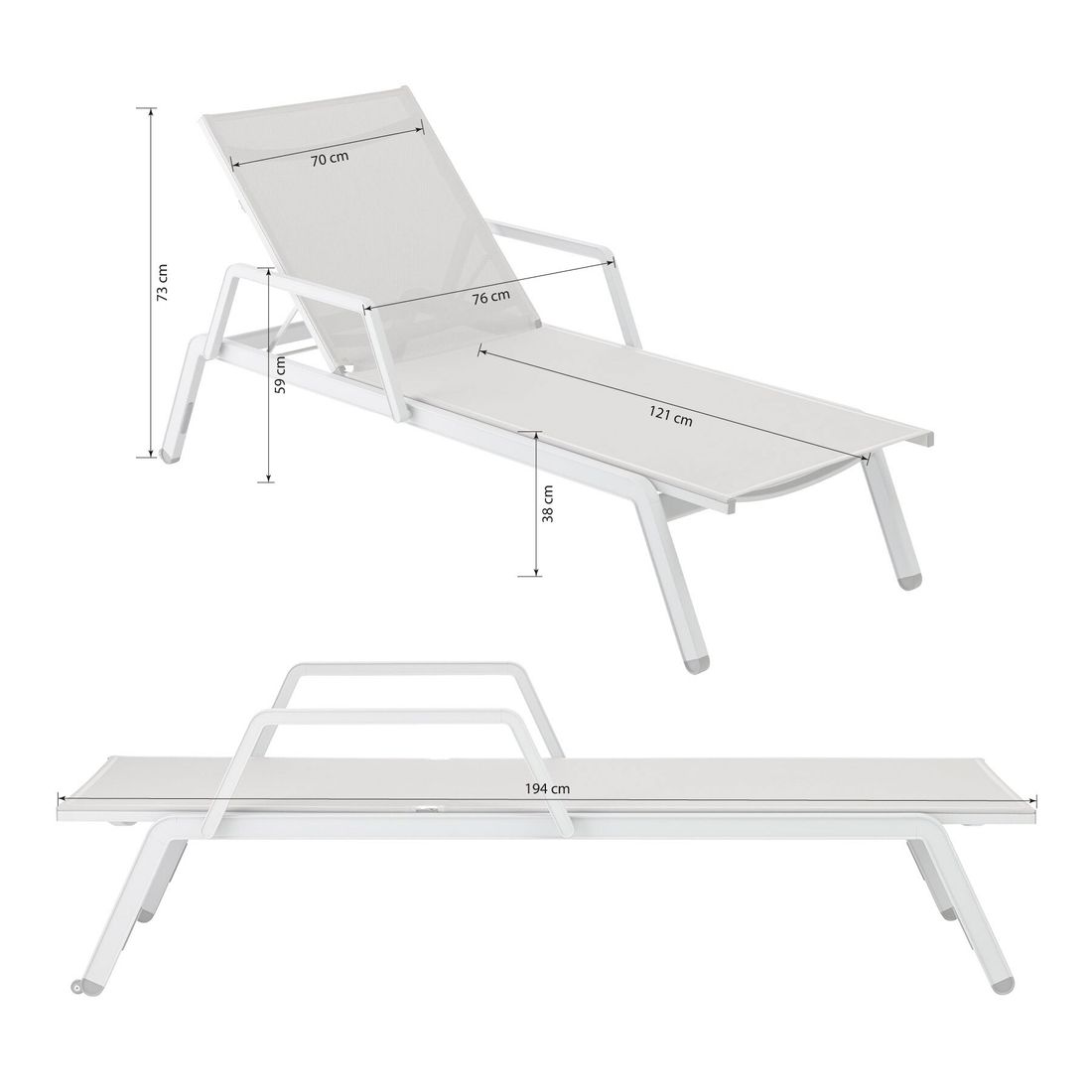 Kettler Latitude Gartenliege verstellbar Aluminium/Outdoorgewebe