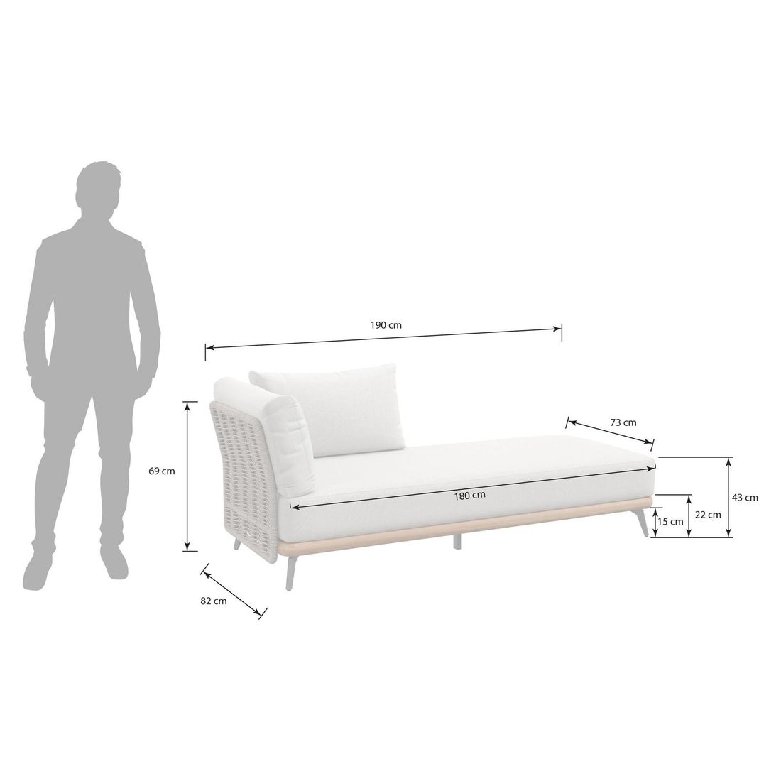OUTLIV. Ava Gartenloungesofa Akazie/Rope/Polyester