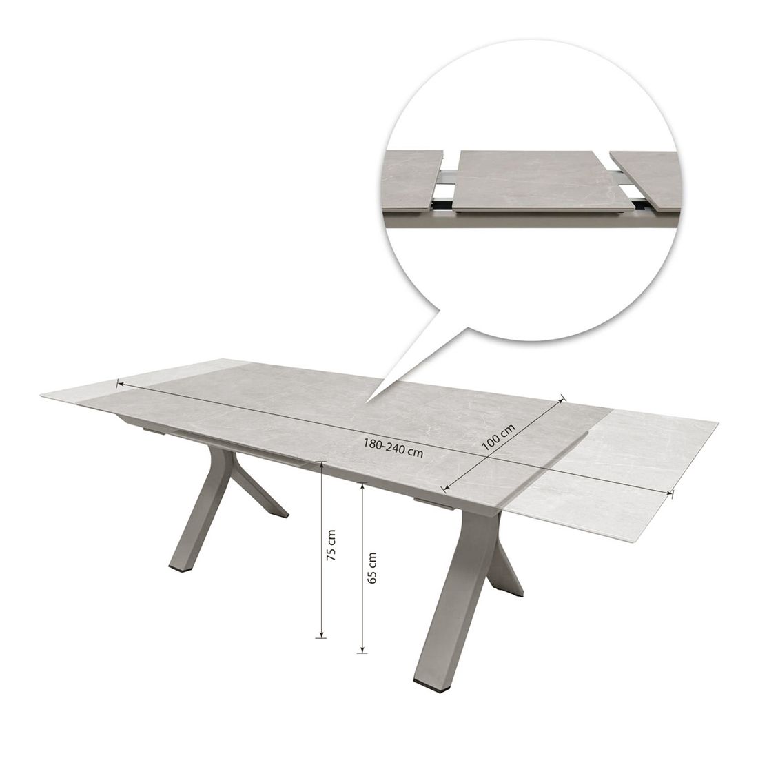 LC Garden Bari Ausziehtisch Aluminium/Sinterstone