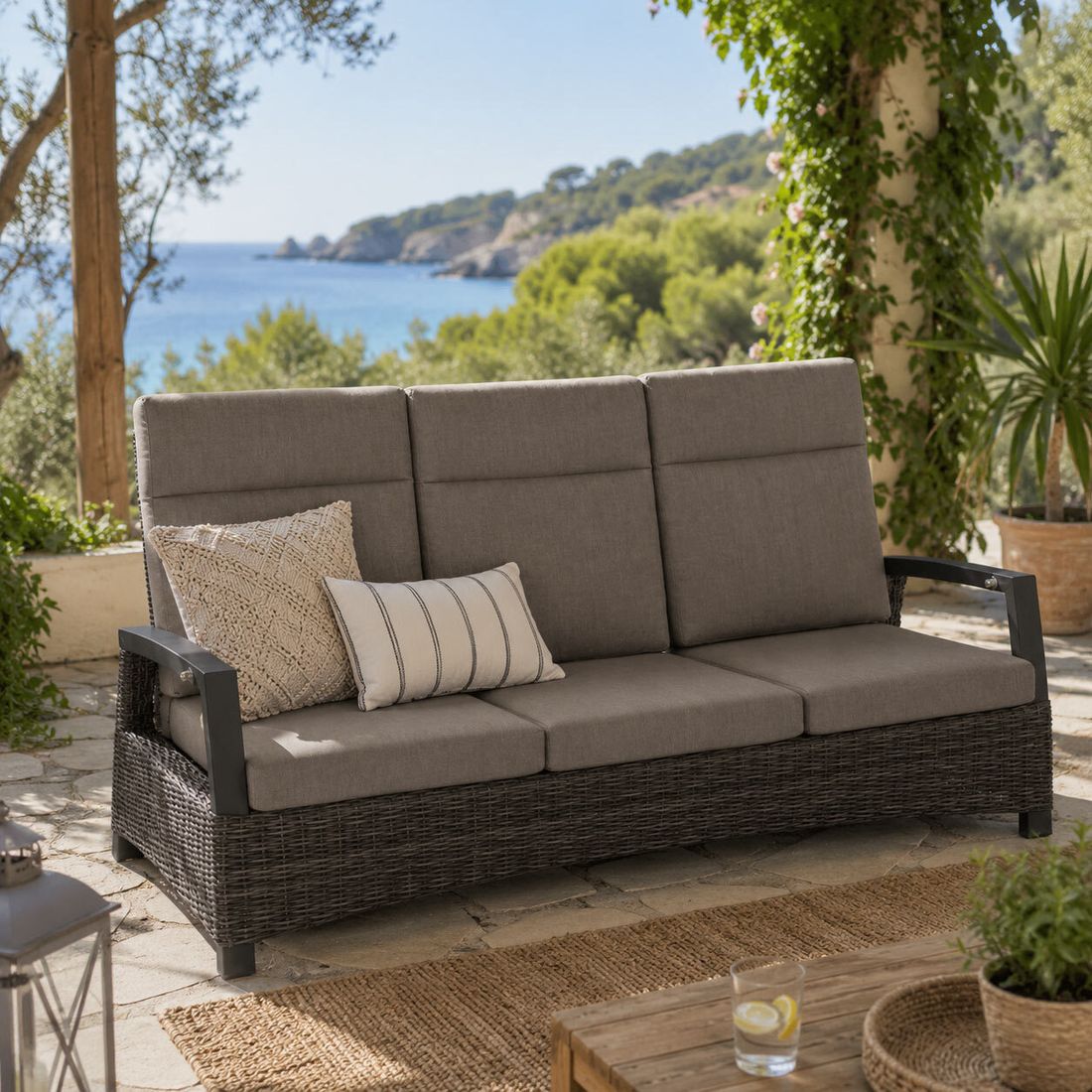 Siena Garden Corido Diningsofa verstellbar Gardino-Geflecht/Polypropylen