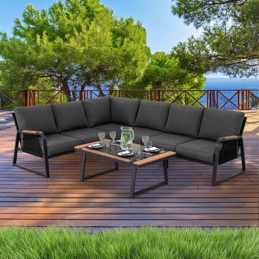 OUTLIV. Siena Ecklounge inkl. Loungetisch Aluminium/Rope/Spunpolyester