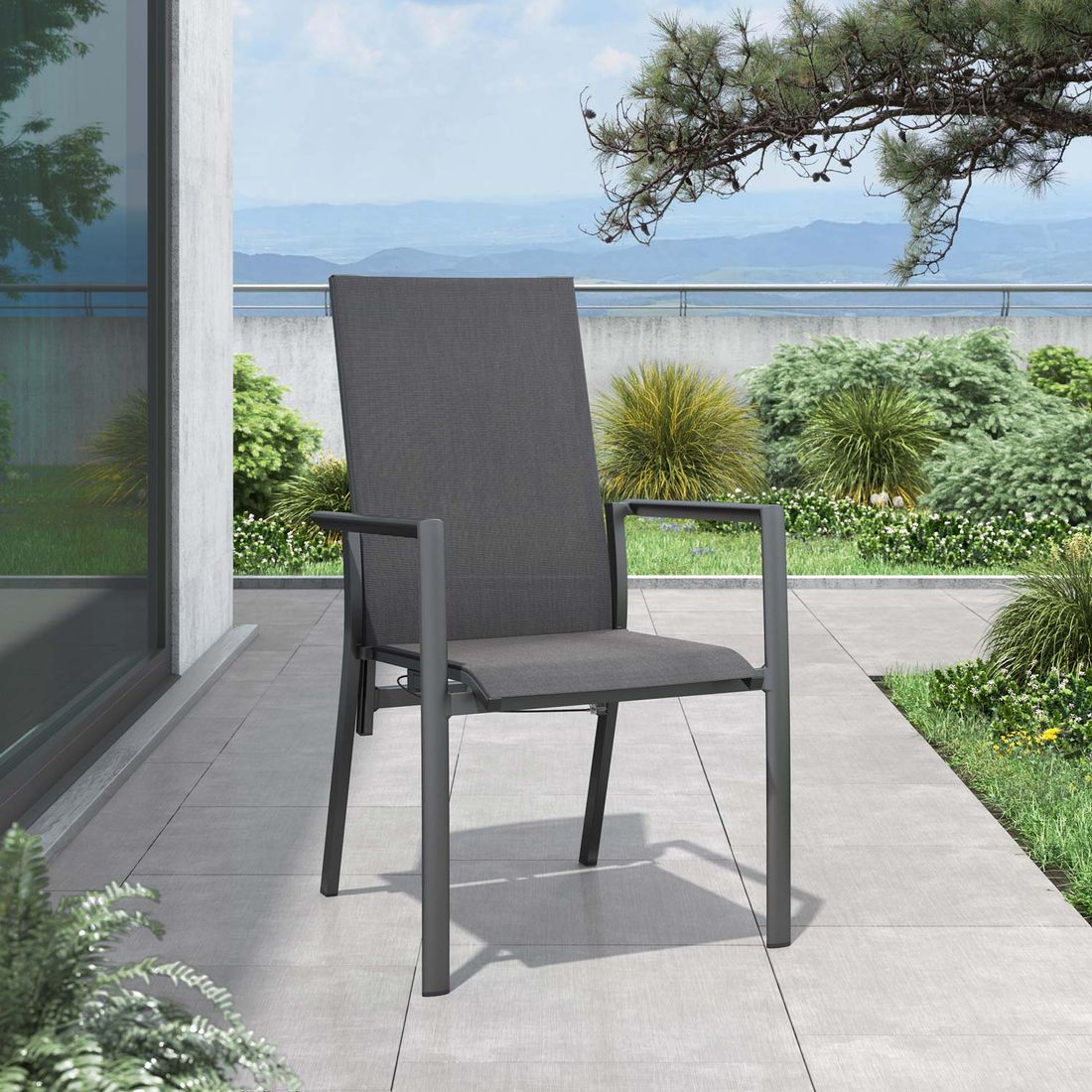 OUTLIV. Lucca Stapelsessel verstellbar Aluminium/Textilene