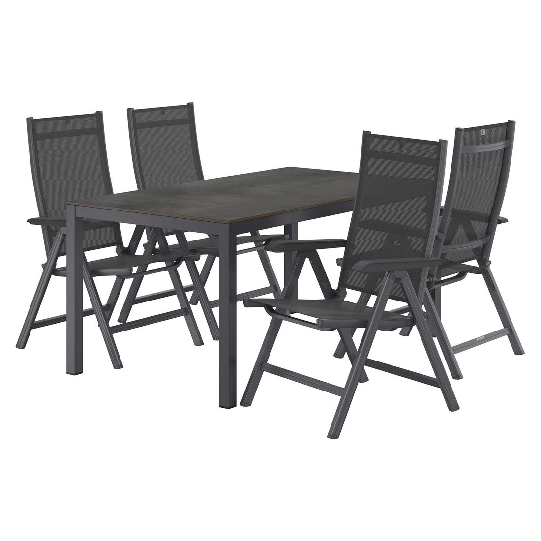 Kettler Basic Plus Gartenmöbel-Set M verstellbar (4 Plätze) mit OUTLIV. Tisch 160x90cm