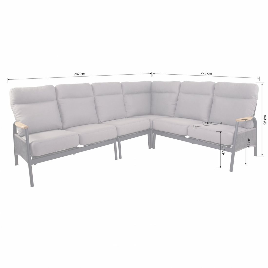 OUTLIV. Valencia Dininglounge Tisch 180x90cm Aluminium/Rope/Olefin