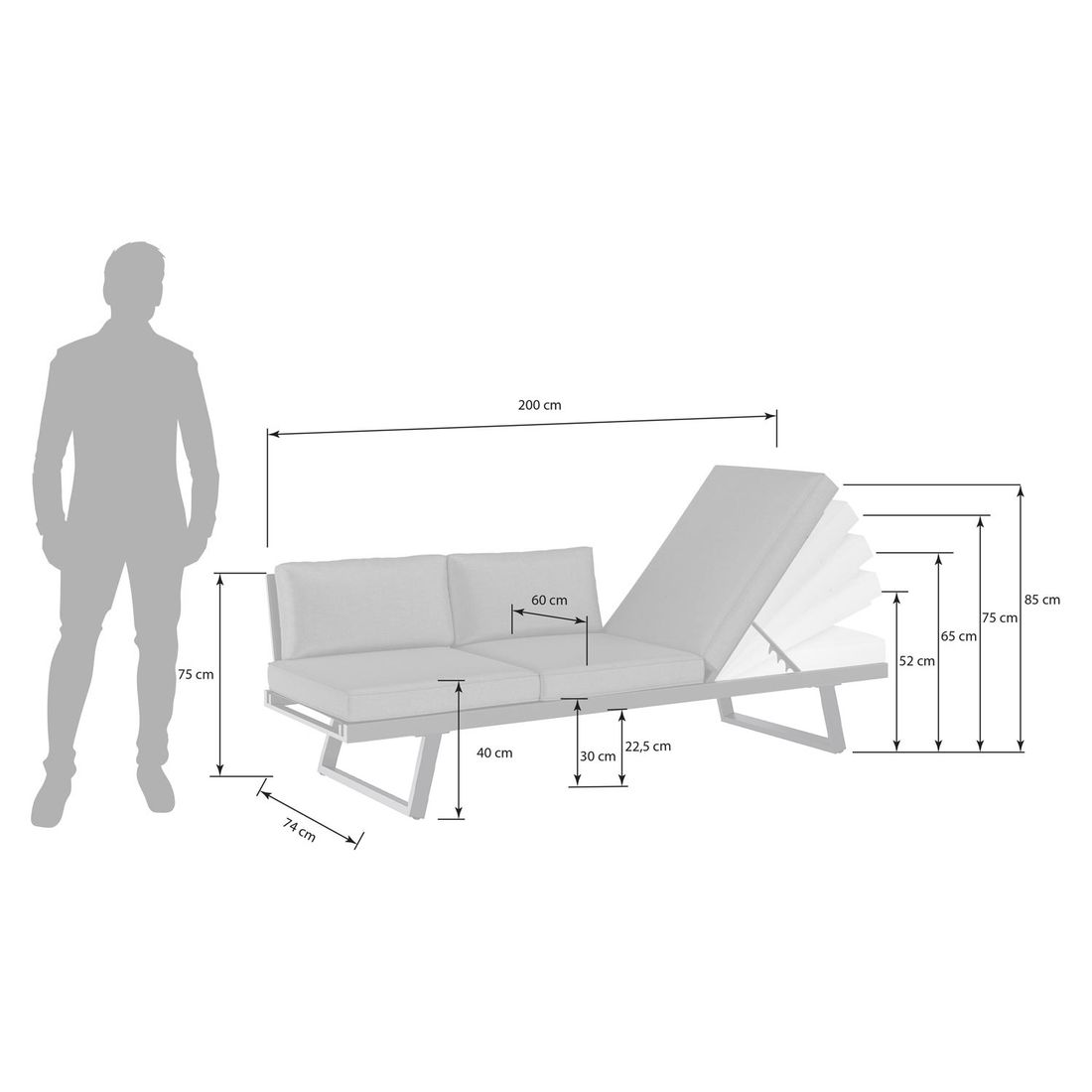 OUTLIV. Lucca Gartenloungesofa Aluminium/Polyester