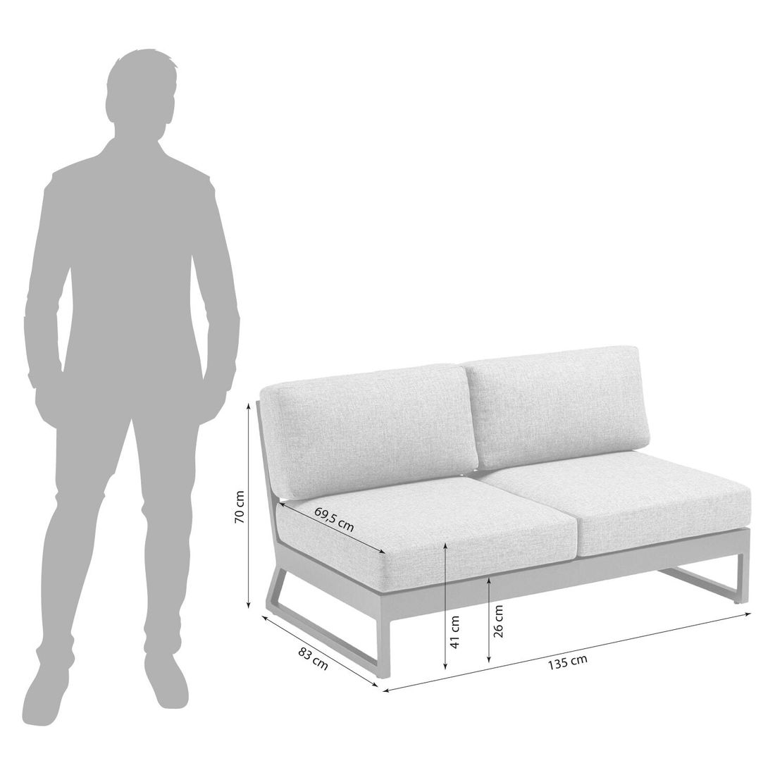 Kettler Ocean Skid Platform Gartenloungesofa Aluminium/Olefin