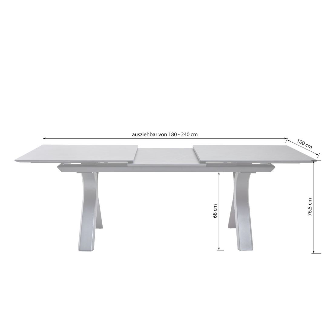 Interliving 7011 Ausziehtisch 180/240x100cm Aluminium/Sinterstone