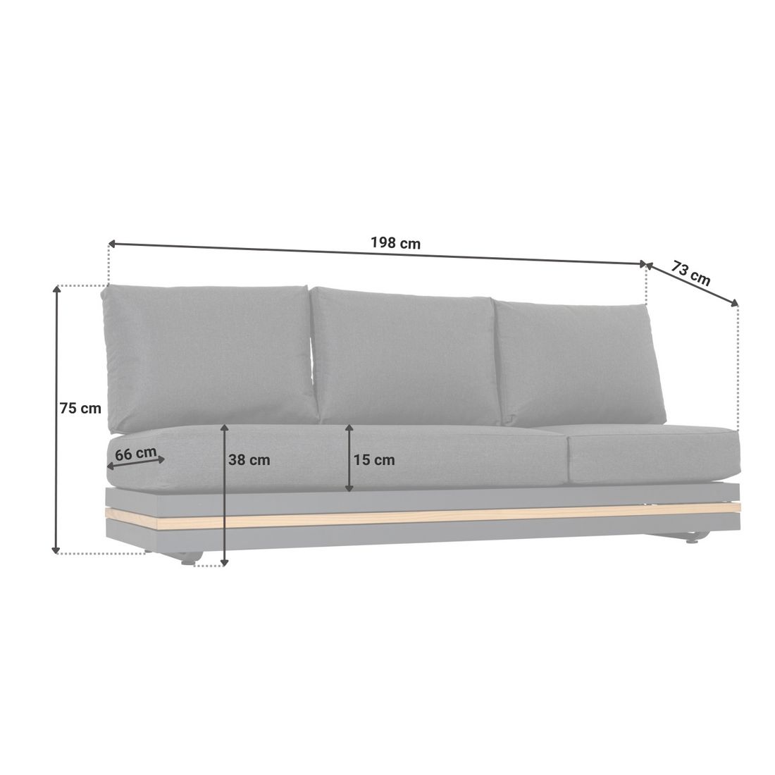 OUTLIV. Triest Gartenloungesofa Aluminium/Teak/Kunstfaser