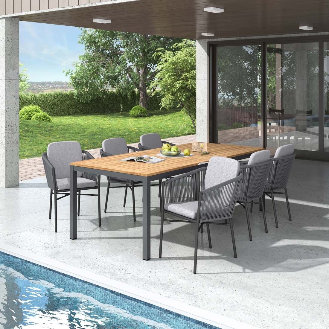 OUTLIV. Ohio Gartenmöbel-Set L (6 Plätze) Tisch 220x100cm