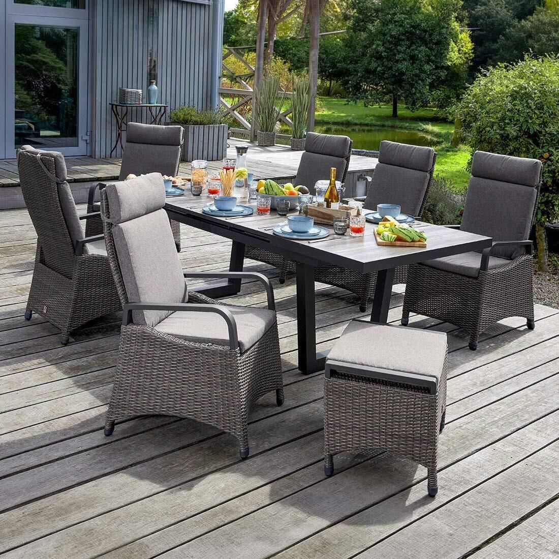 LC Garden Komido Gartenmöbel-Set L 6 verstellbar (Plätze) Tisch 200/260x100cm