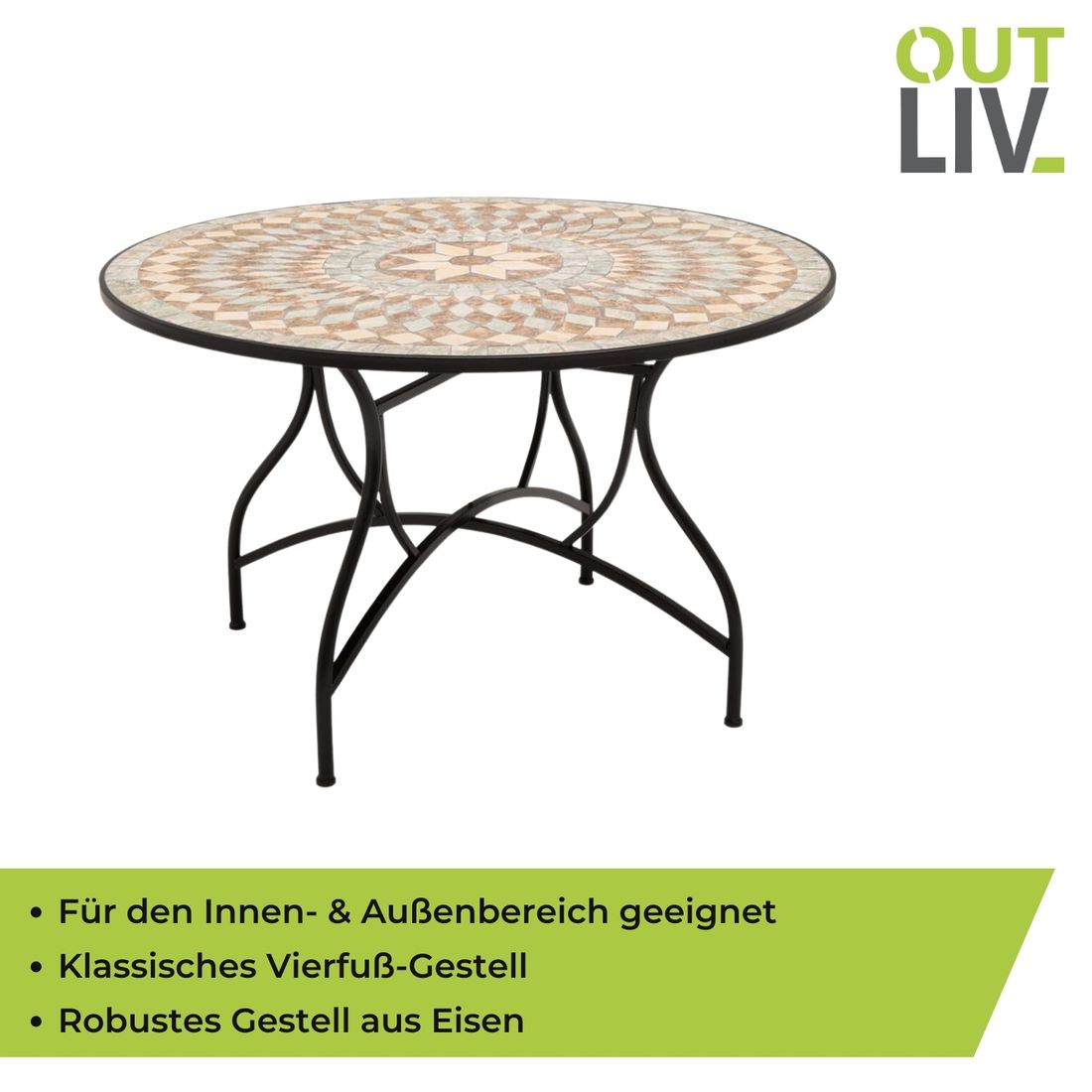 OUTLIV. Mosaik Gartentisch Eisen/Mosaik