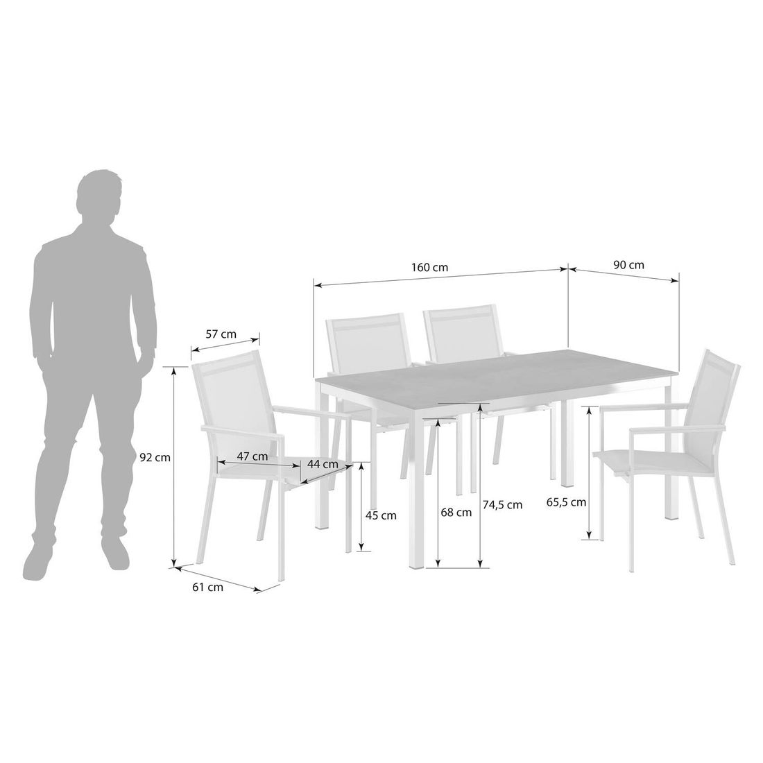 Stern Cardiff Gartenmöbel-Set M (4 Plätze) mit OUTLIV. Tisch 160x90cm