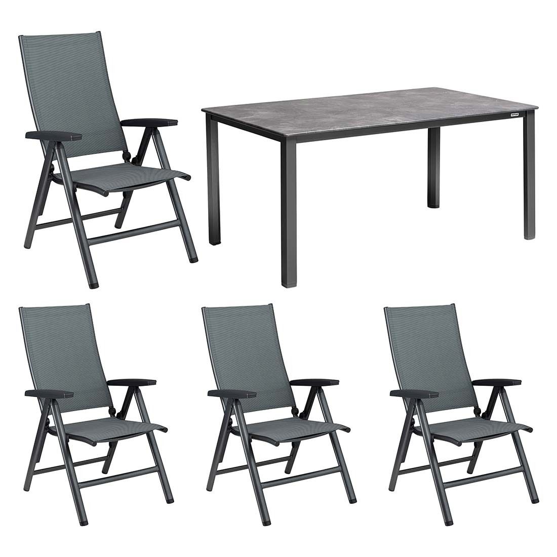 Kettler Cirrus Gartenmöbel-Set M verstellbar (4 Plätze) Tisch 160x90cm