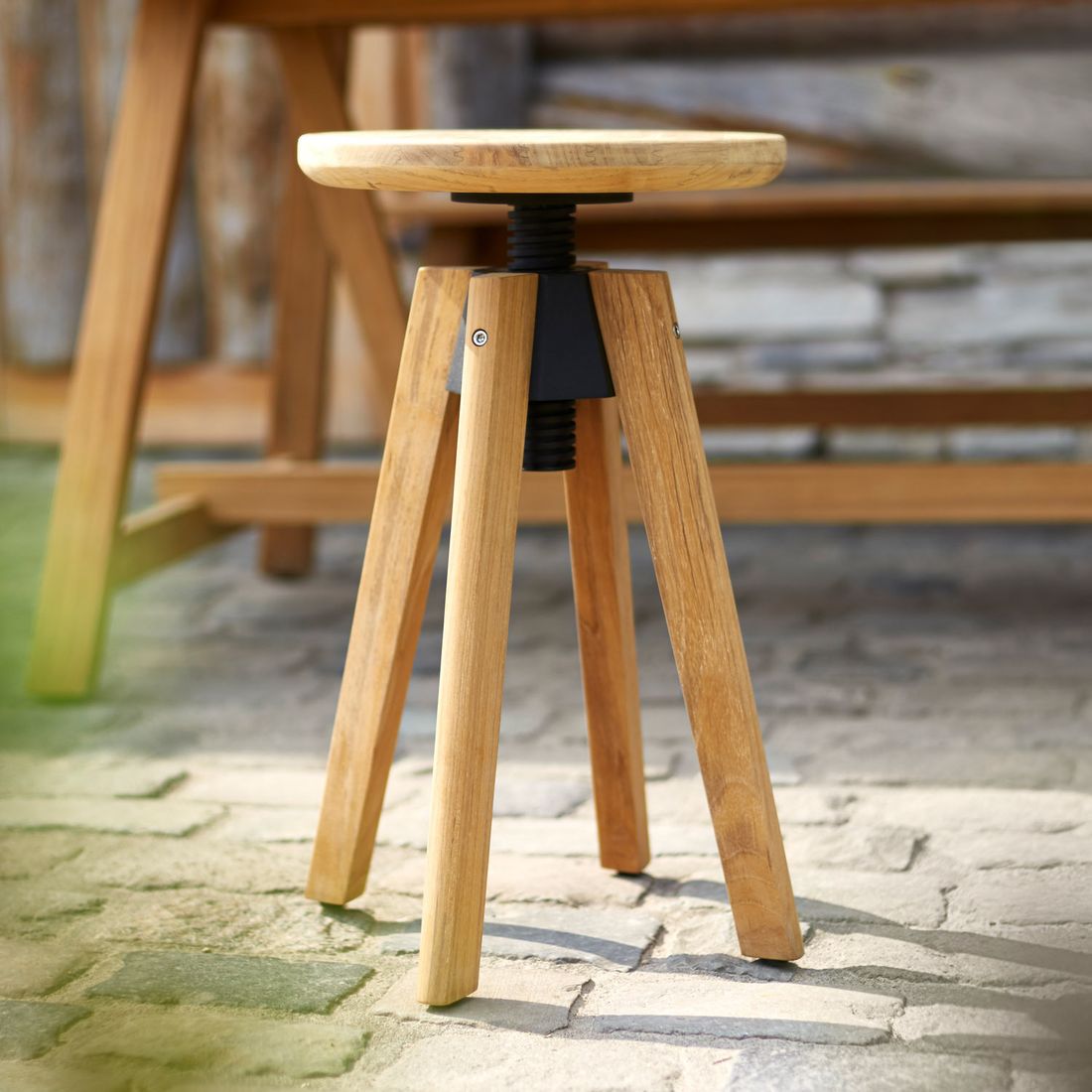 Solpuri Spindle Gartenhocker Teak