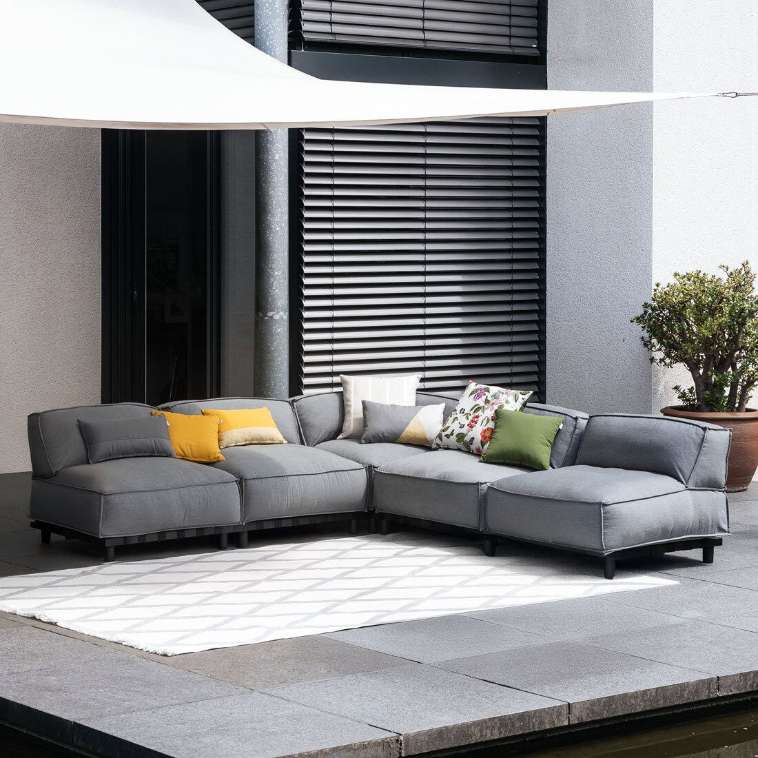 SCHÖNER WOHNEN-Kollektion Vlieland Ecklounge Aluminium/Sunbrella