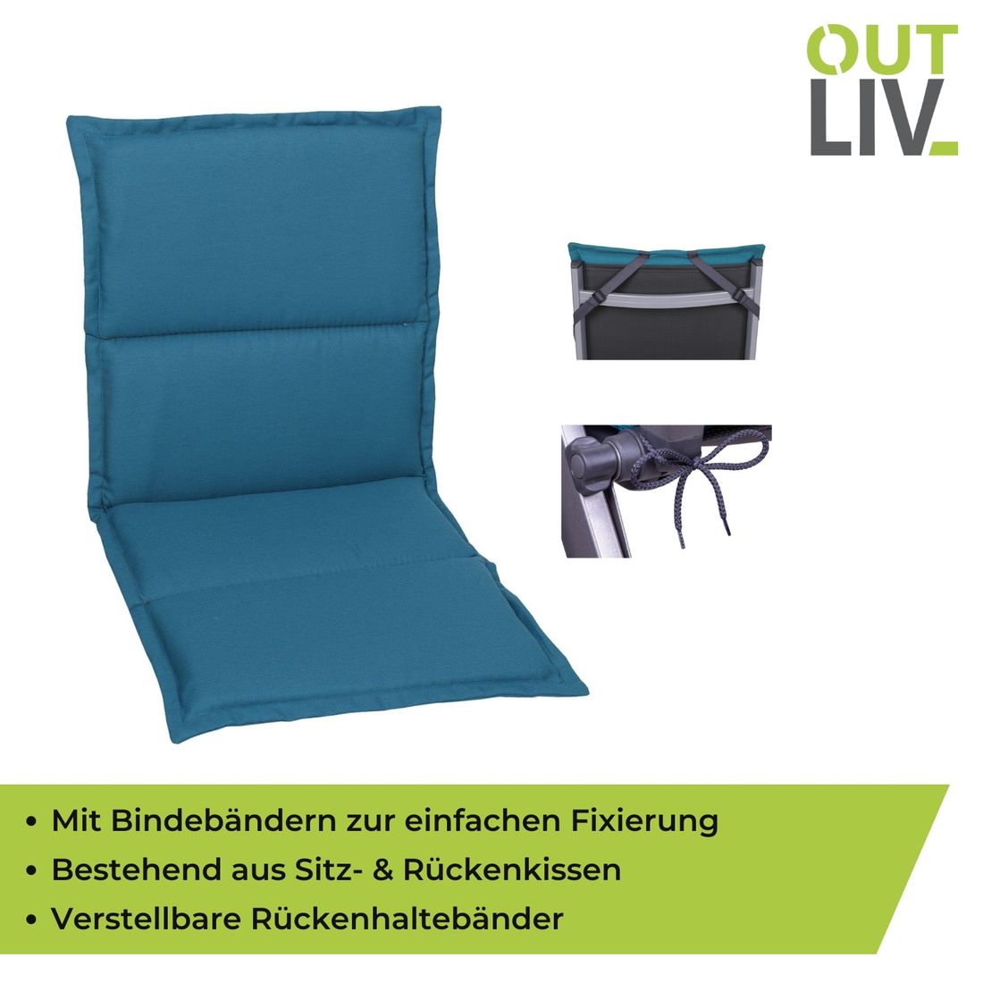 OUTLIV. Gartenstuhlauflage Niedriglehner 48x98cm Kunstfaser