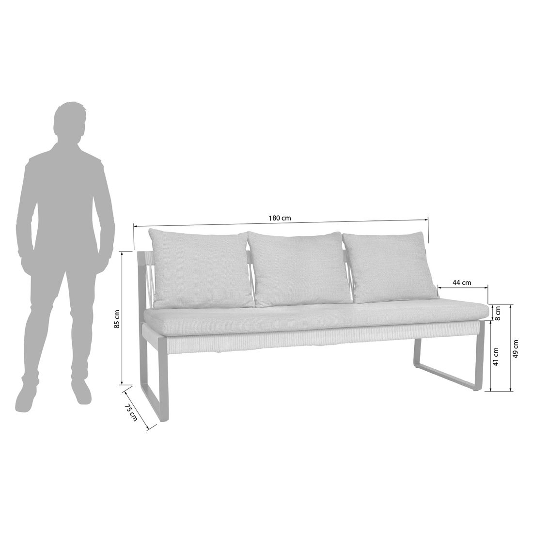 Stern Tammo Diningsofa Aluminium/Rope/Outdoorstoff