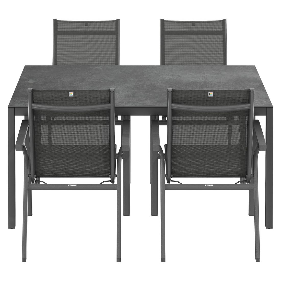 Kettler Basic Plus Gartenmöbel-Set mit OUTLIV. Tisch Aluminium/Keramik