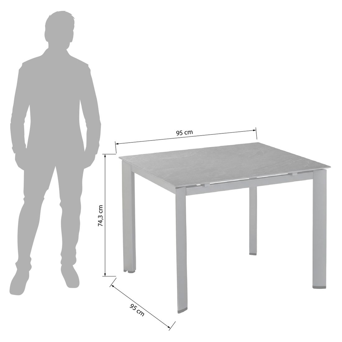 Kettler Edge Gartentisch 95x95cm Aluminium/HPL