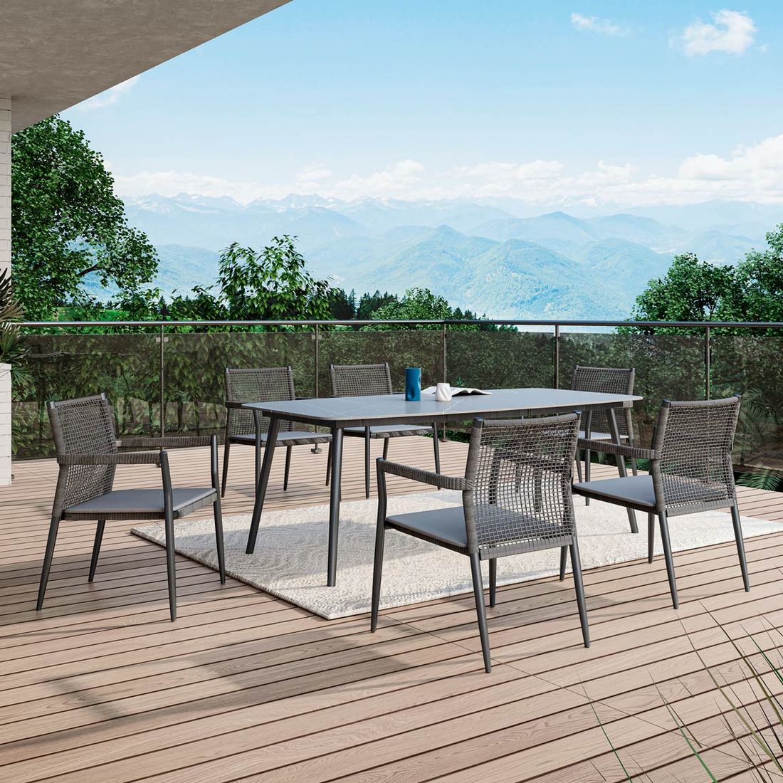 MWH Ropero Stapelsessel Aluminium mit Sitzkissen